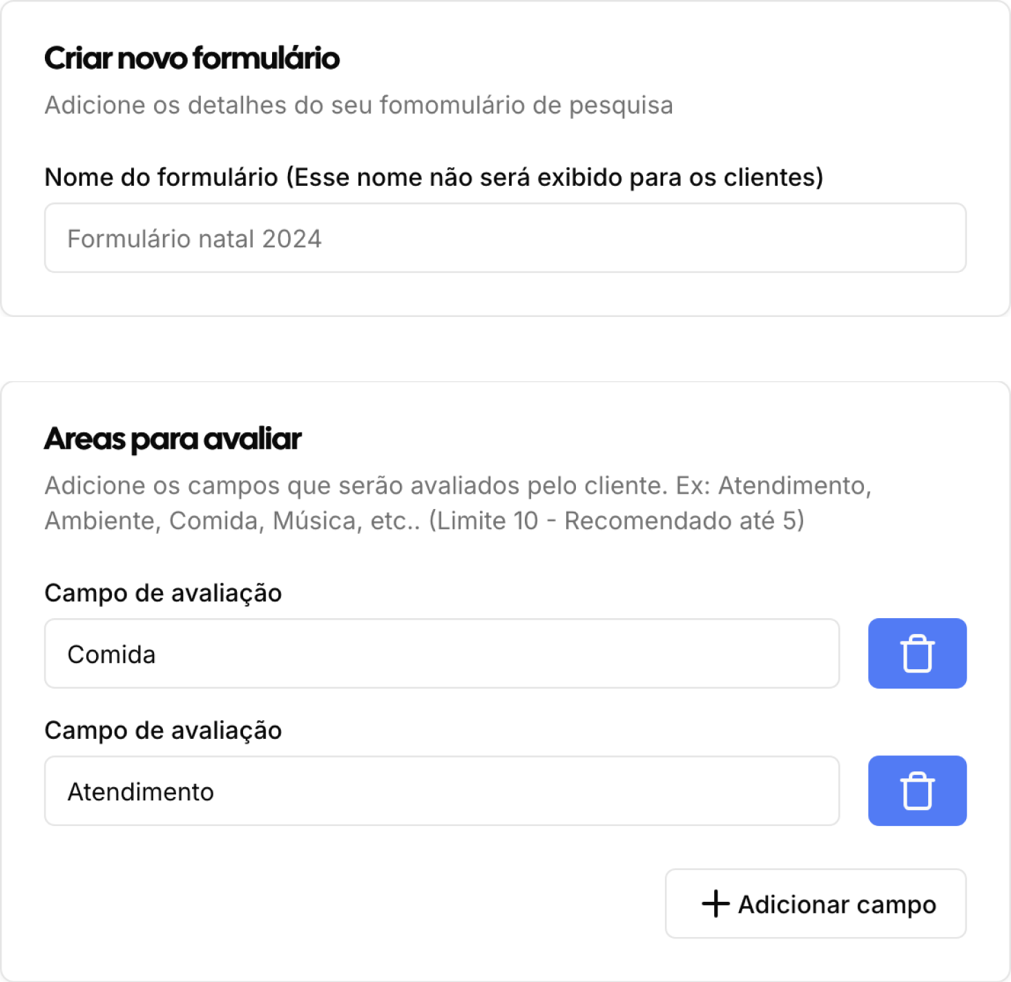 Crie um formulário